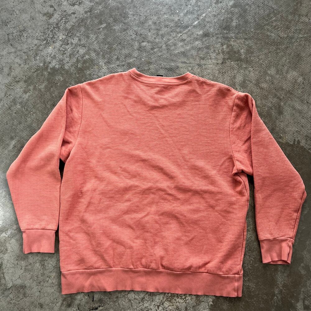 Adidas Waffle Knit Colorblock Crewneck Pullover Salmon Pink Large - Picture 7 of 9
